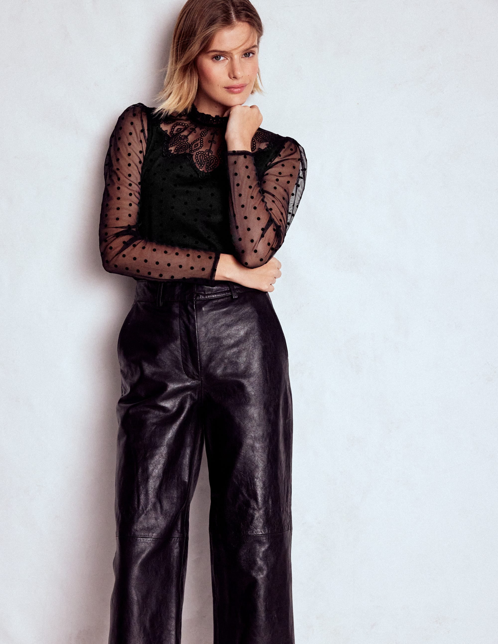 Tulle Yoke Embroidered Top-Black Spot - Image 4