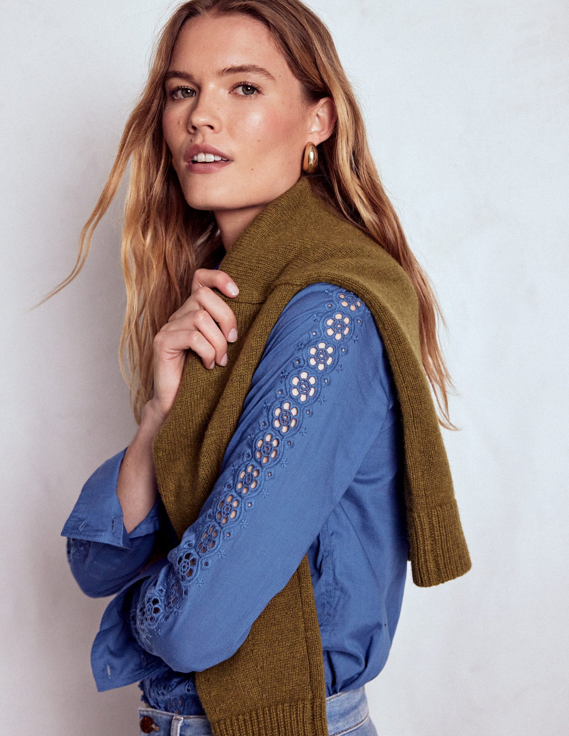 Sienna Hemd mit Lochstickerei-Denim-Blau-6