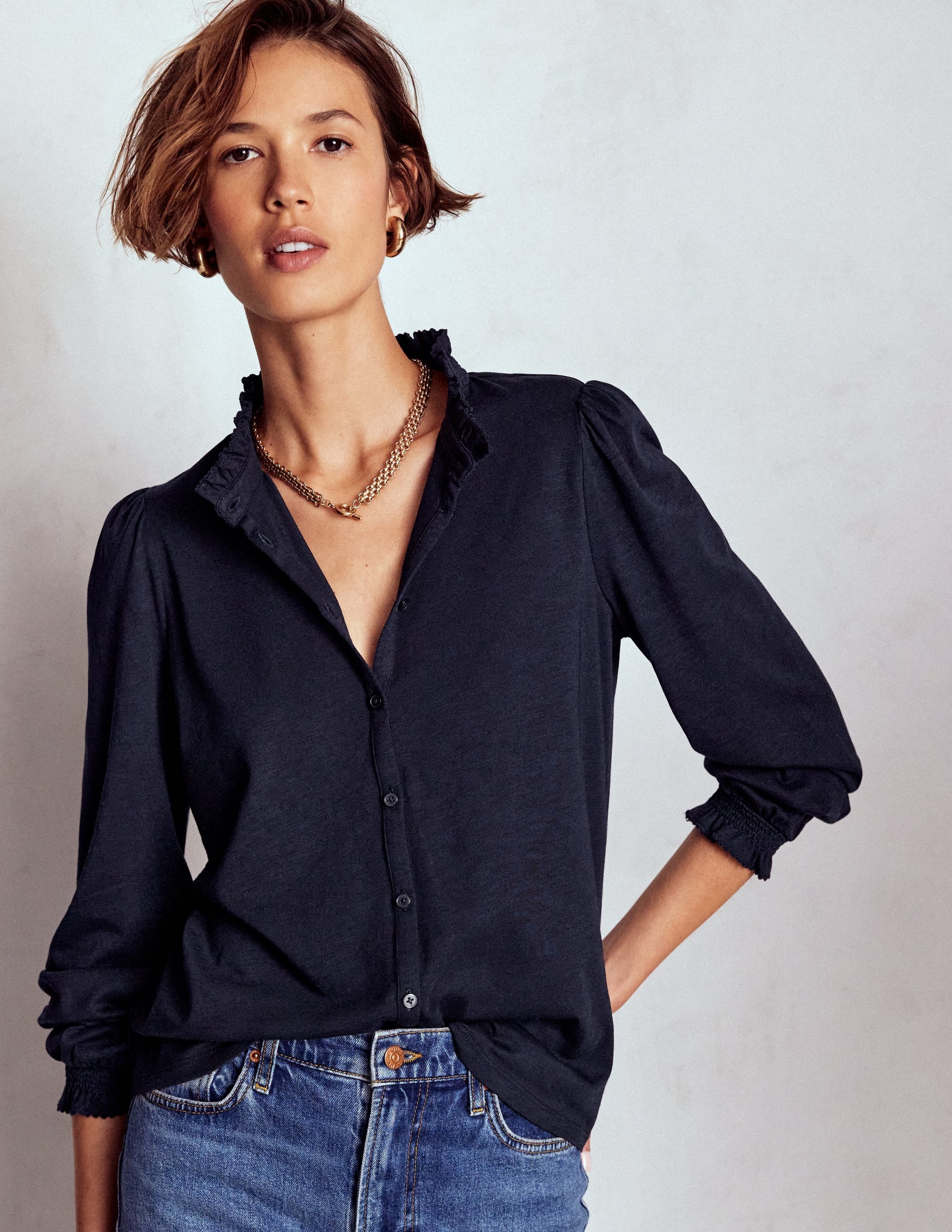 Effie Hemd mit gesmokten Details-Marineblau - Image 4