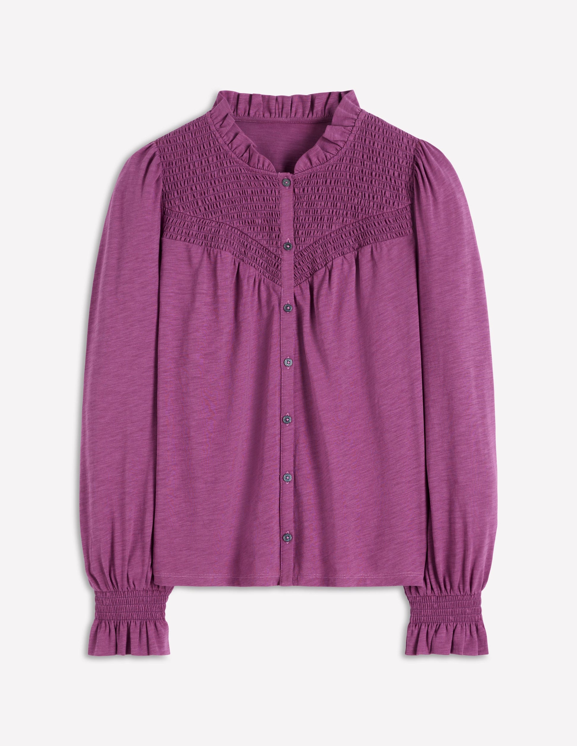 Smocked Yoke Jersey Shirt-Damson-6