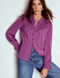 Smocked Yoke Jersey Shirt-Damson