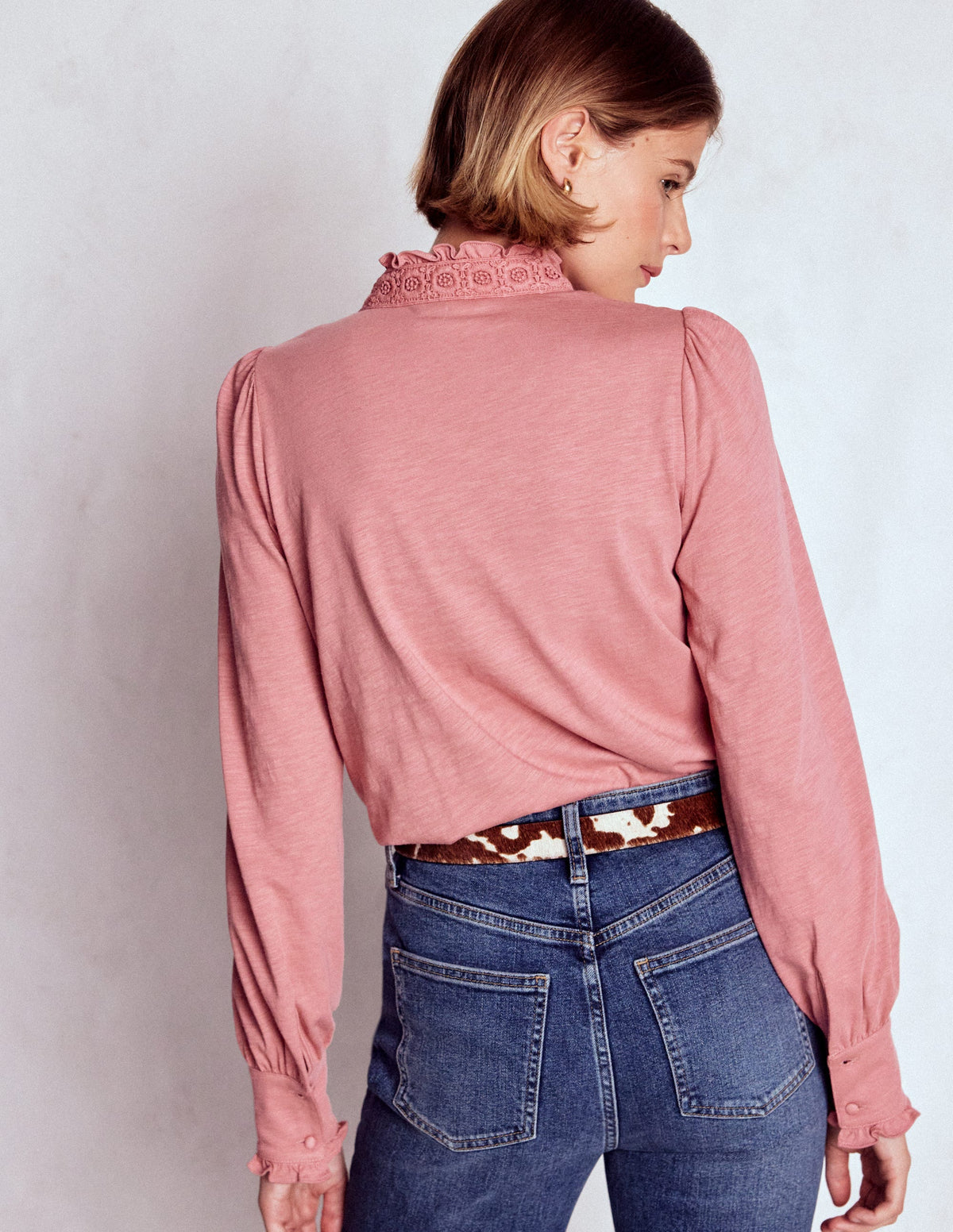Jerseyhemd mit Spitzendetail-Vintagerosa - Image 3