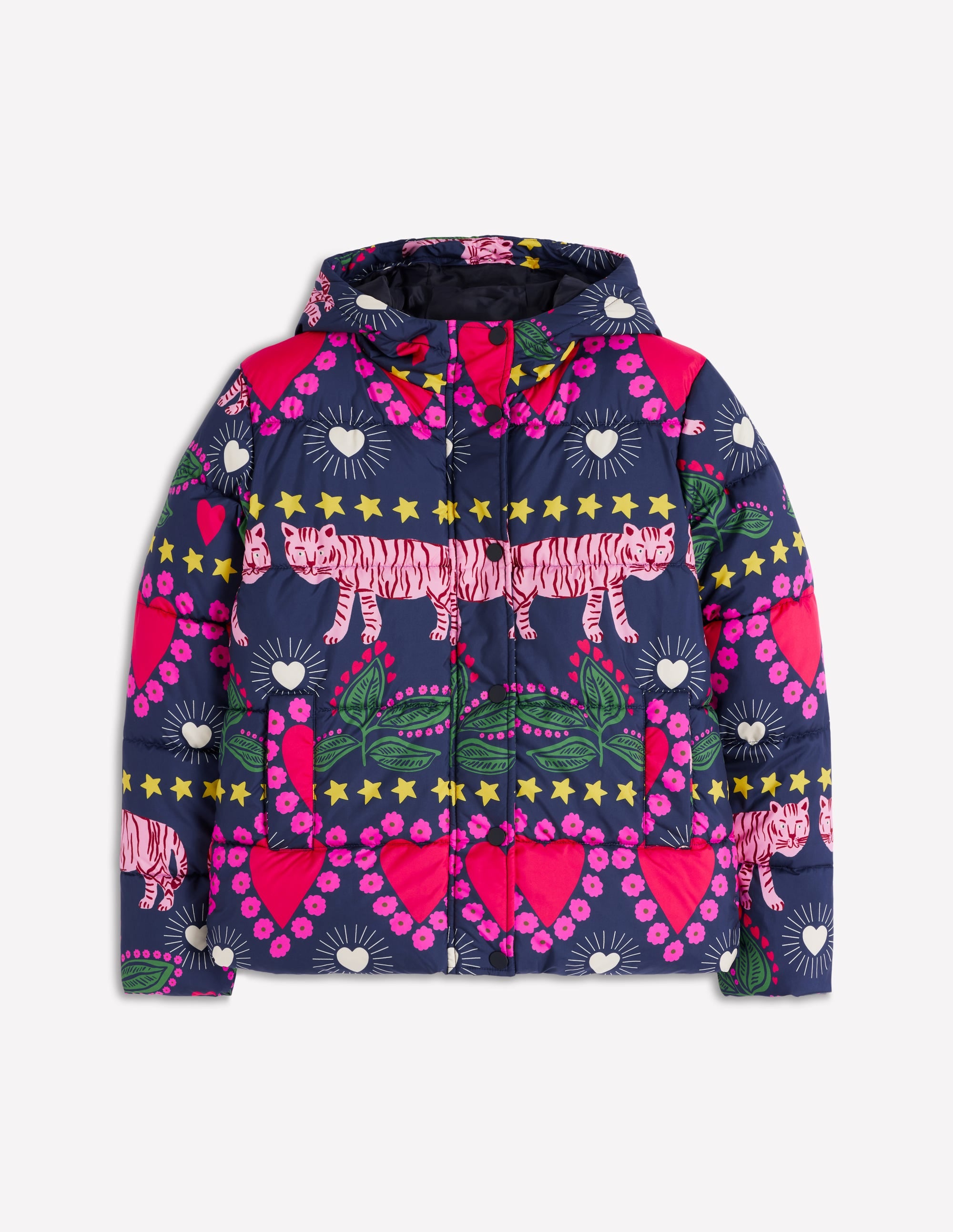 Wattierte Steppjacke-Französisches Marineblau, Verziert, Tiger - Image 7