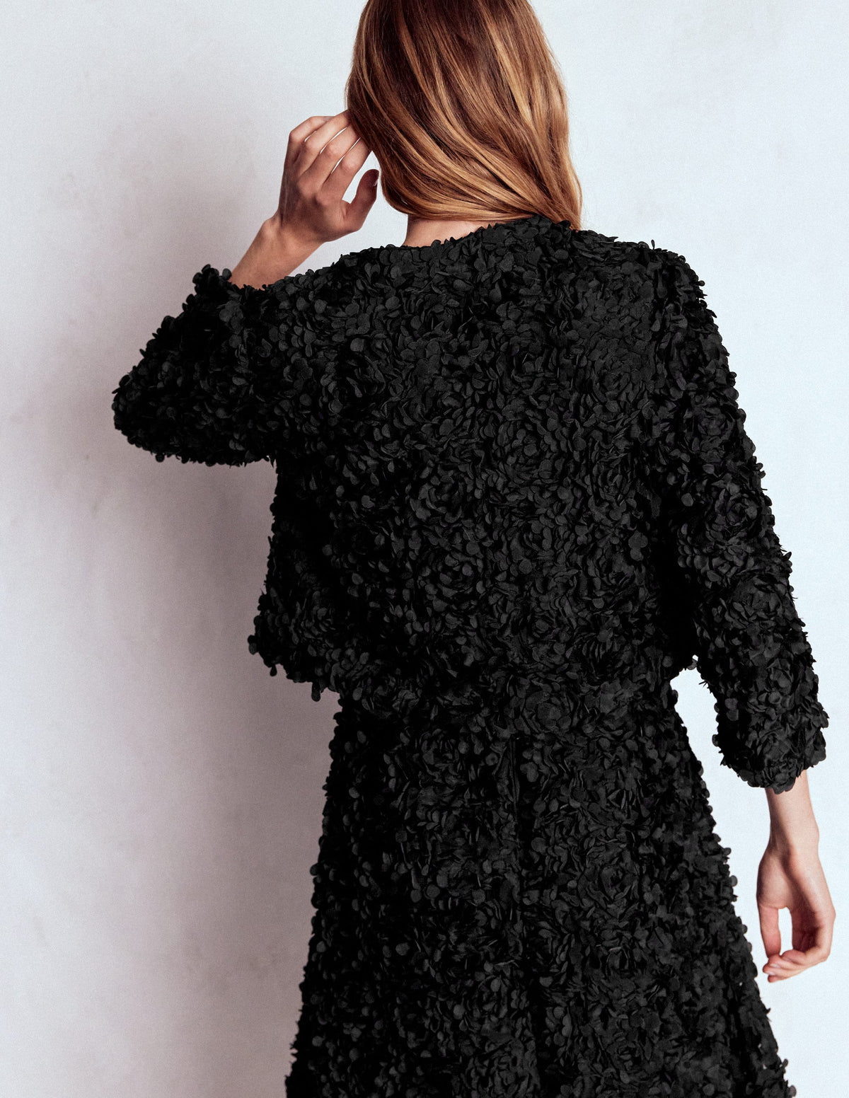 Petal Textured Cropped Jacket-Black, Petal Tulle-4