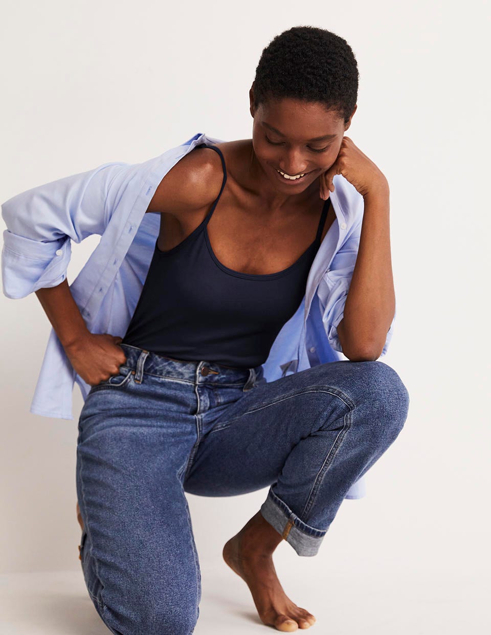 Plain Cami Top-Navy-4