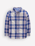 Chemise cosy à carreaux en coton-Carreaux papyrus et bleu connecté