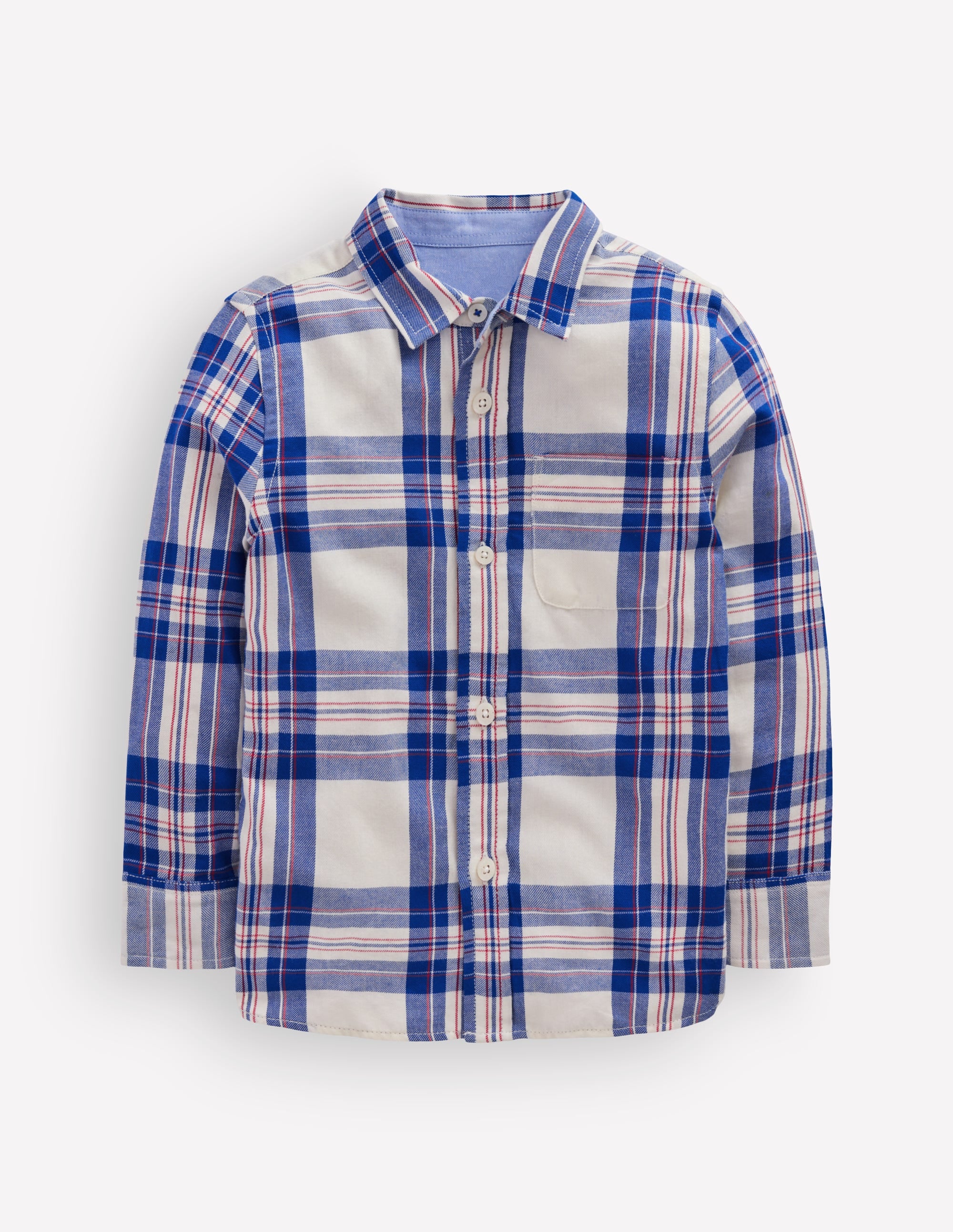 Chemise cosy à carreaux en coton-Carreaux papyrus et bleu connecté - Image 1