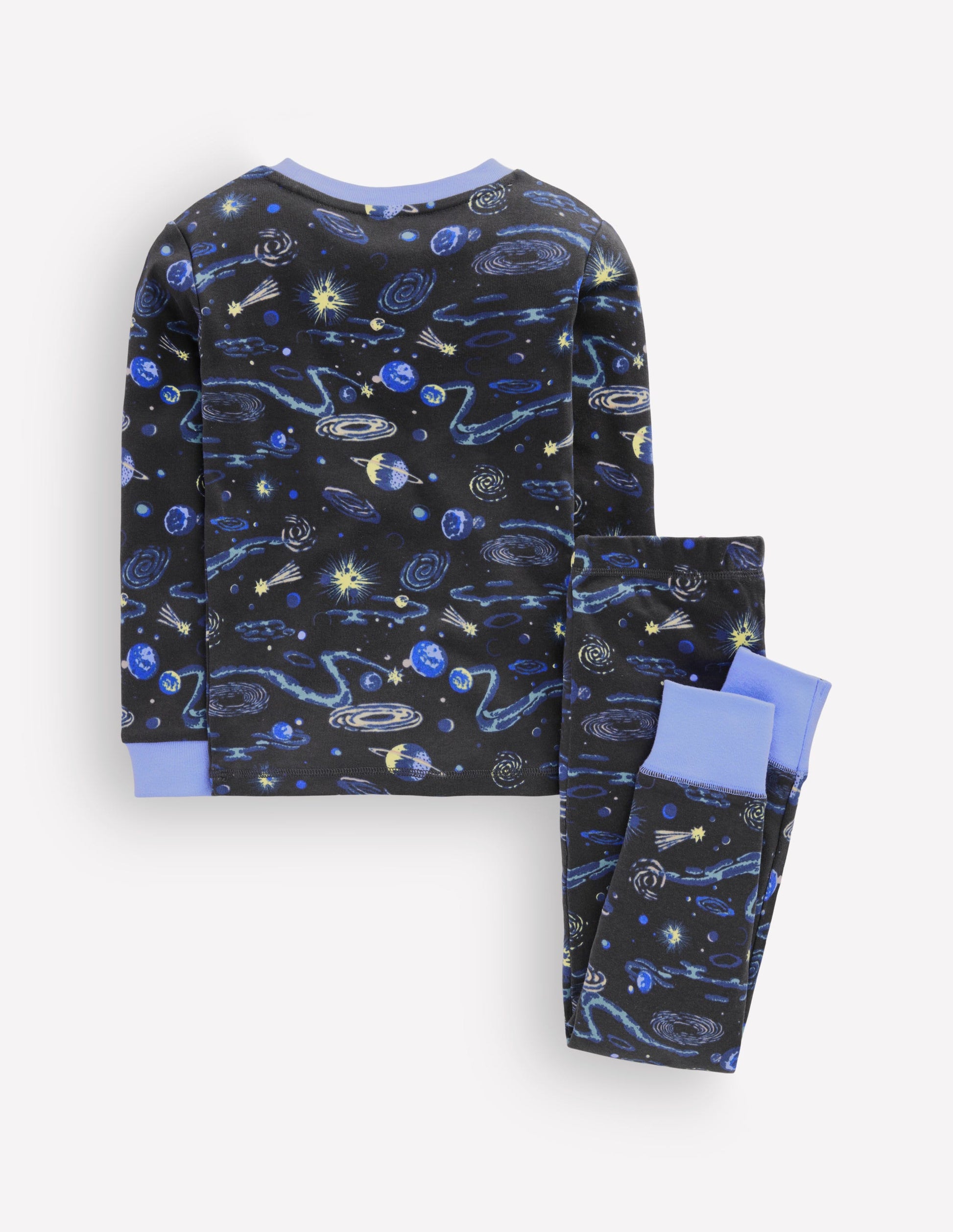 Eng anliegender, langer Schlafanzug-Schattengrau Sternbild-2