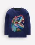 Langärmliges Superstitch-Oberteil-Schuluniform-Navy, Dinosaurier