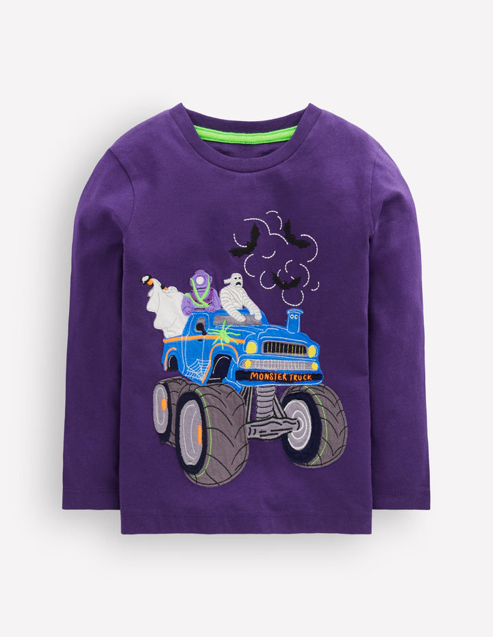 Langärmliges Oberteil mit Applikation-Halloween Monstertruck