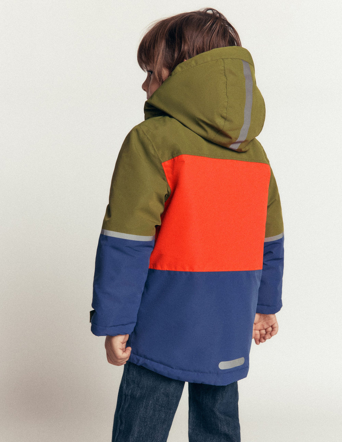 Wasserdichter Allwettermantel-Khaki Color Blocking-2