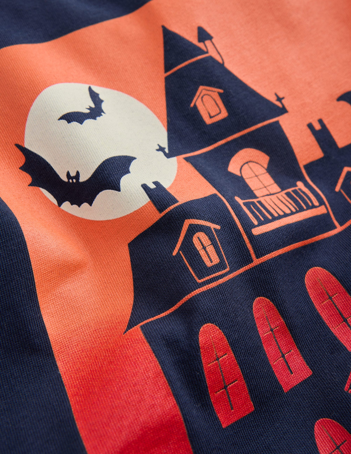 Im Dunkeln leuchtendes Langarmshirt-Französisches Marineblau, Halloween-Schloss - Image 5