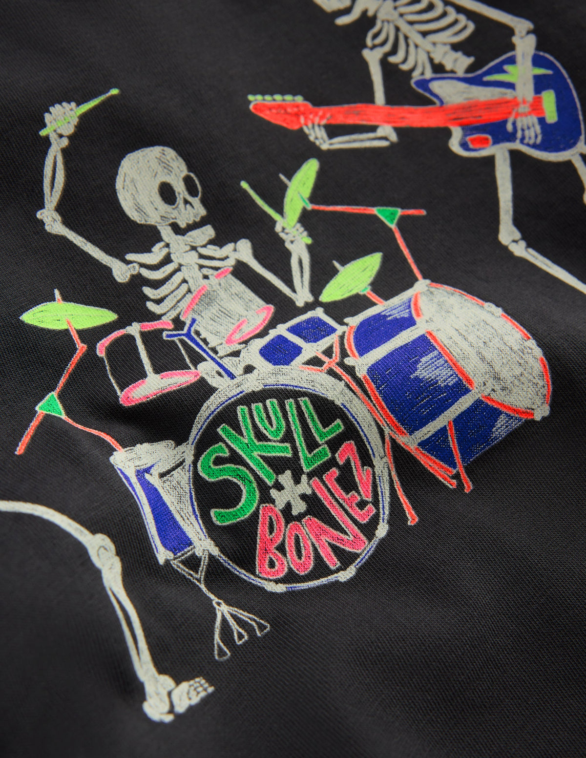 Im Dunkeln leuchtendes Langarmshirt-Schattengrau, Skelett-Band - Image 3