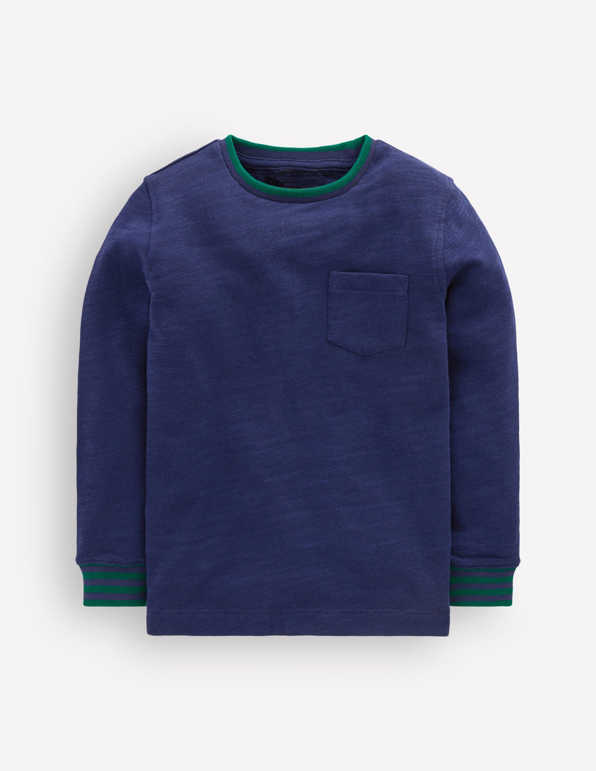 Cosy Mid-weight T-shirt-College Navy / Jewel Green-1