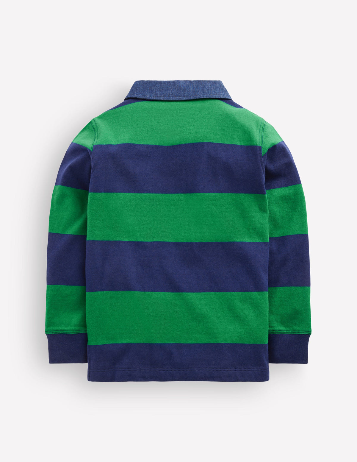 Langärmliges, elegantes Polohemd-Schuluniform-Marineblau/Frisches Grün-3