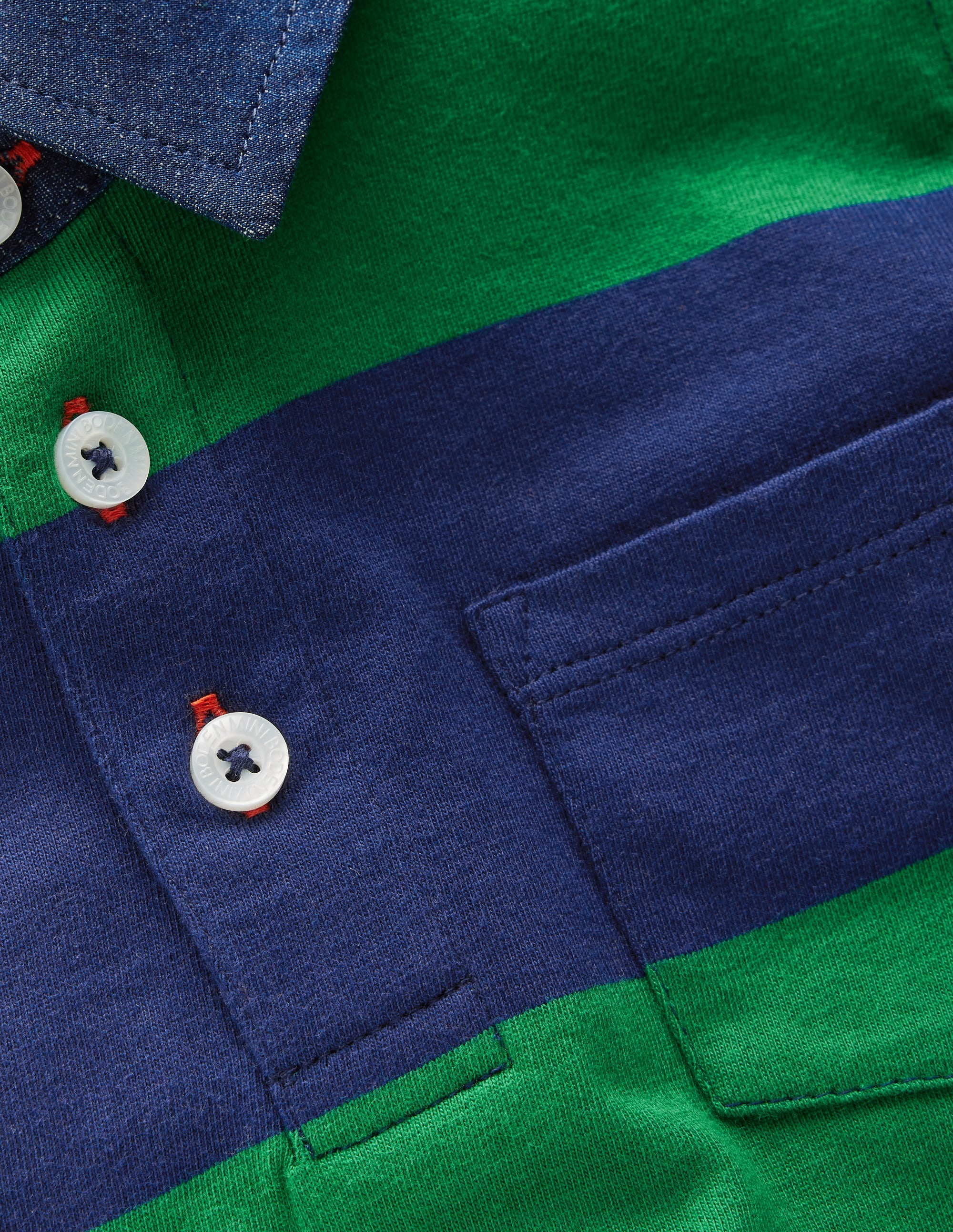 Langärmliges, elegantes Polohemd-Schuluniform-Marineblau/Frisches Grün - Image 4