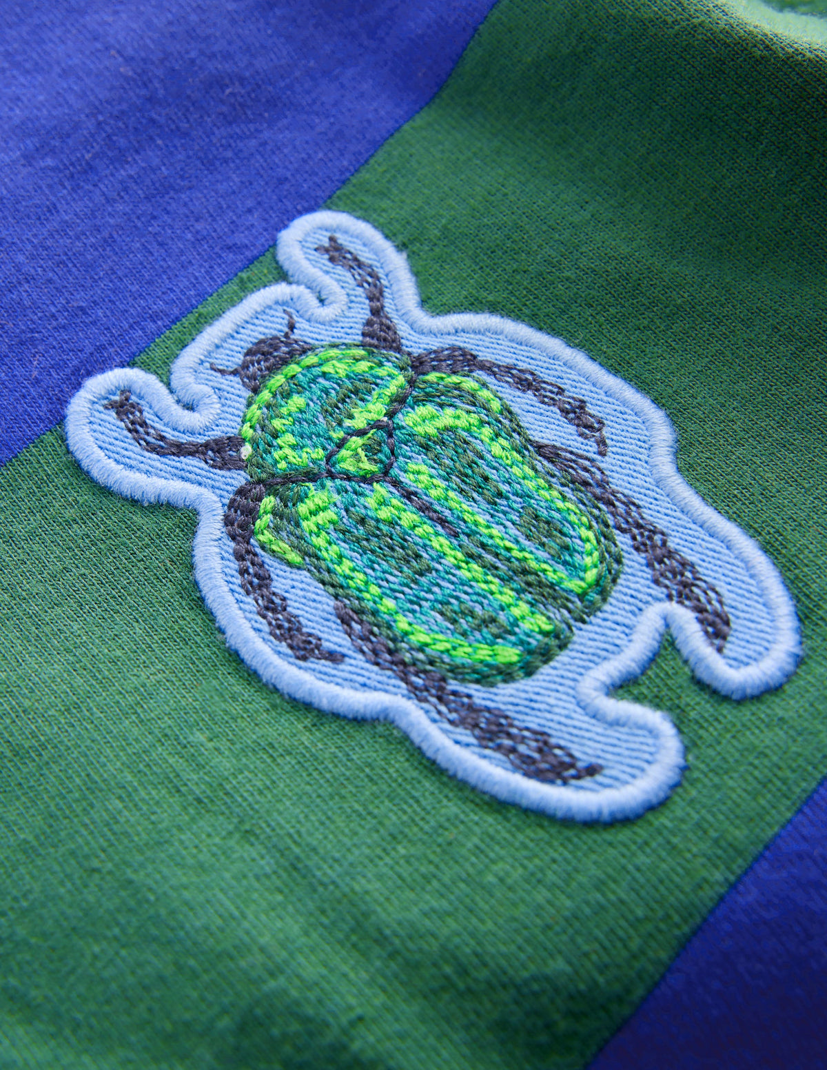 Langarmshirt mit Aufnäher-Blau Streifen-4