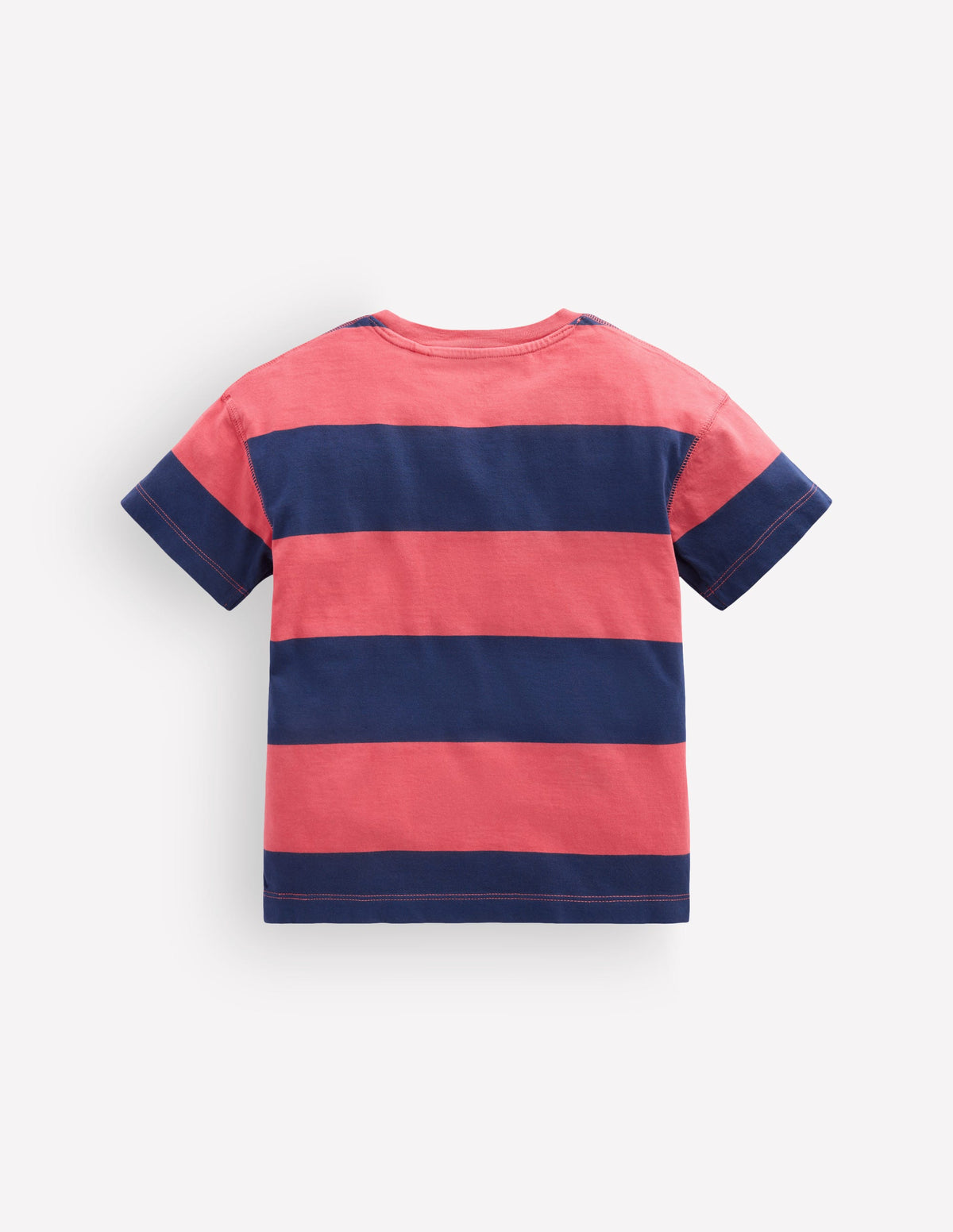 Stückgefärbtes, lockeres T-Shirt-Blutorange/Saphirblau-2