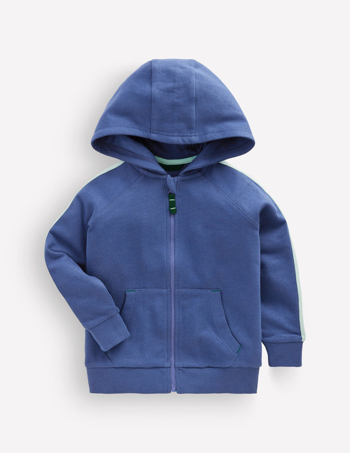 Kapuzenjacke mit Streifendetail-Denim-Blau
