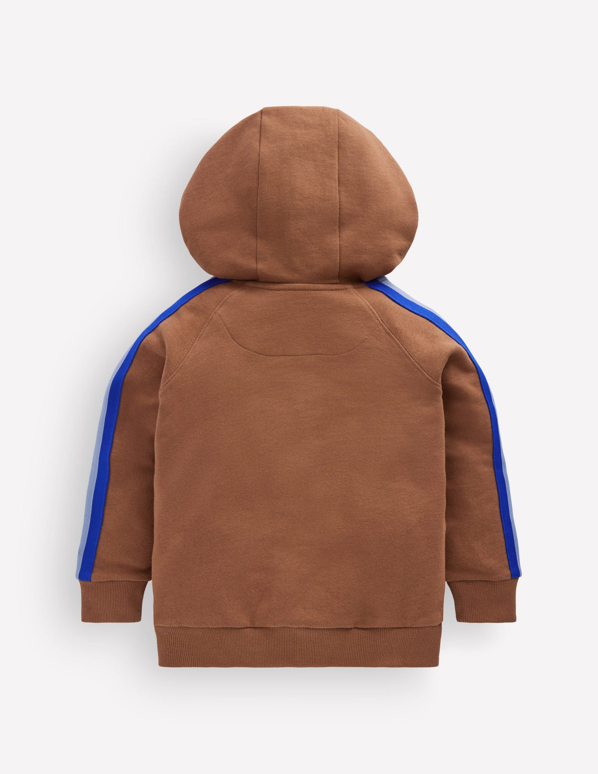 Tape Detail Zip-through Hoodie-Brown-2