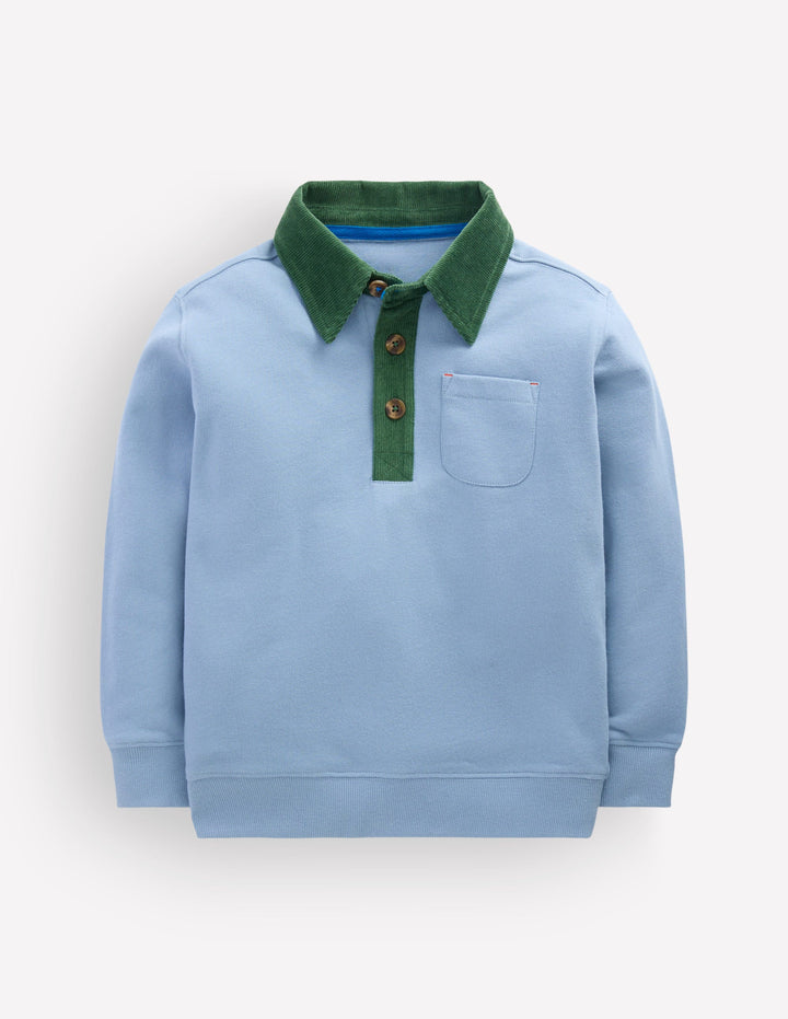 Sweatshirt mit elegantem Kragen-Französisches Blau
