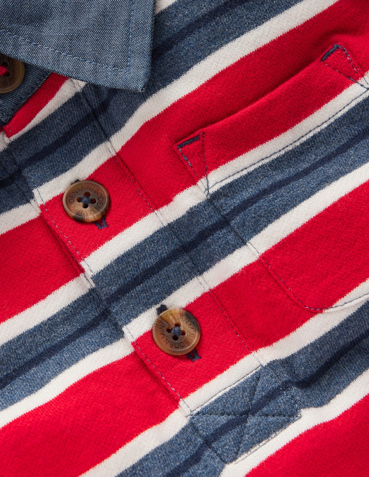 Sweatshirt mit elegantem Kragen-Blutorange/Marineblau Meliert - Image 3