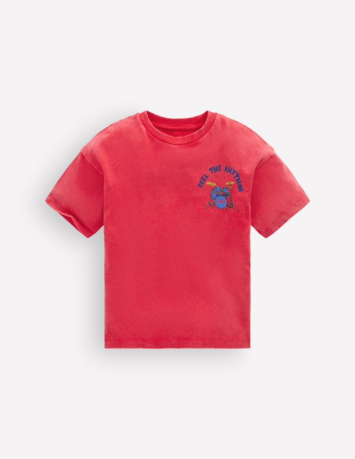 T-Shirt mit Druck-Feel The Rythmn Trommeln