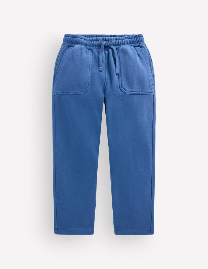 Bas de jogging teint en pièce-Bleu denim