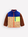 Kuschelige Teddyfell-Jacke mit Color Blocking-Teddyfell Gelb Blockfarben