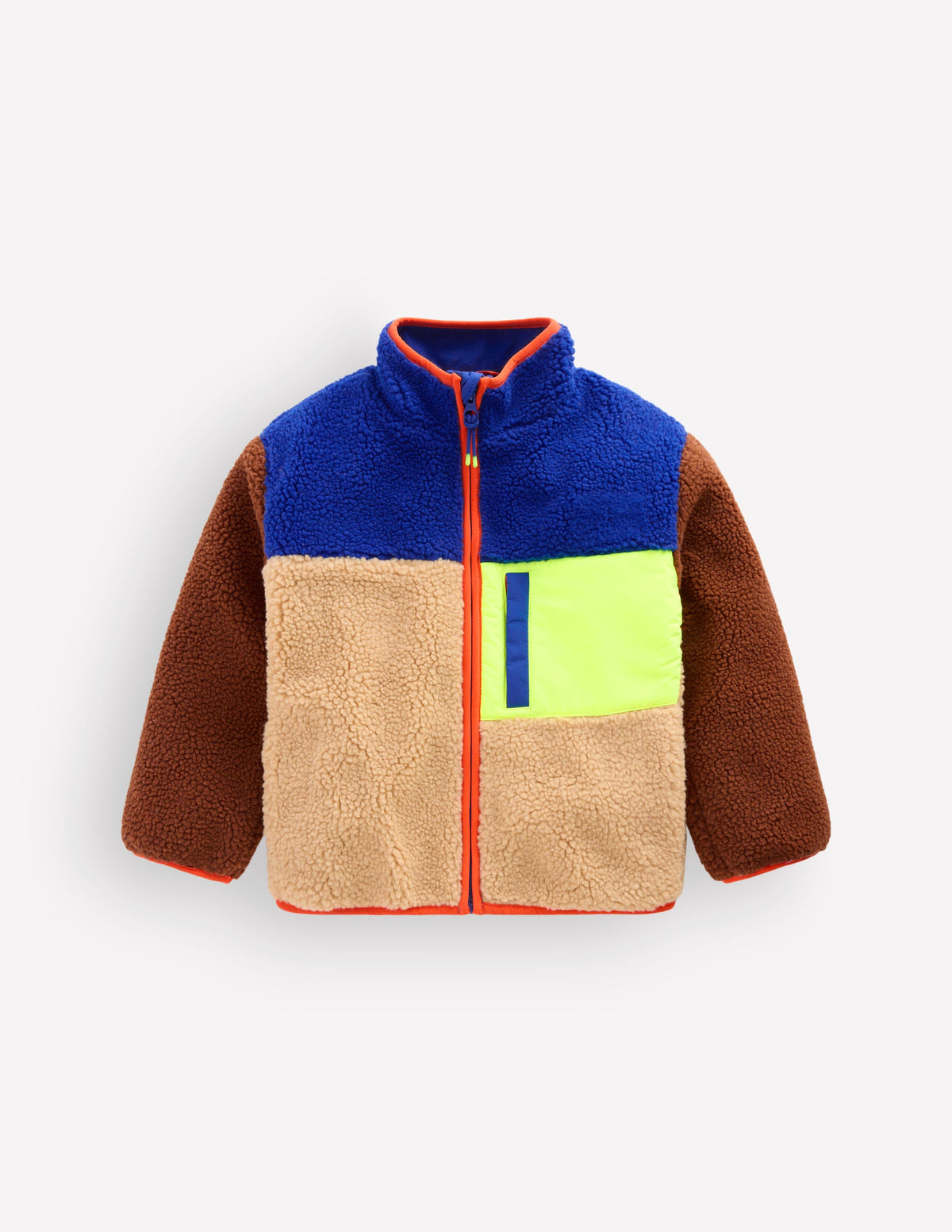 Kuschelige Teddyfell-Jacke mit Color Blocking-Teddyfell Gelb Blockfarben - Image 1