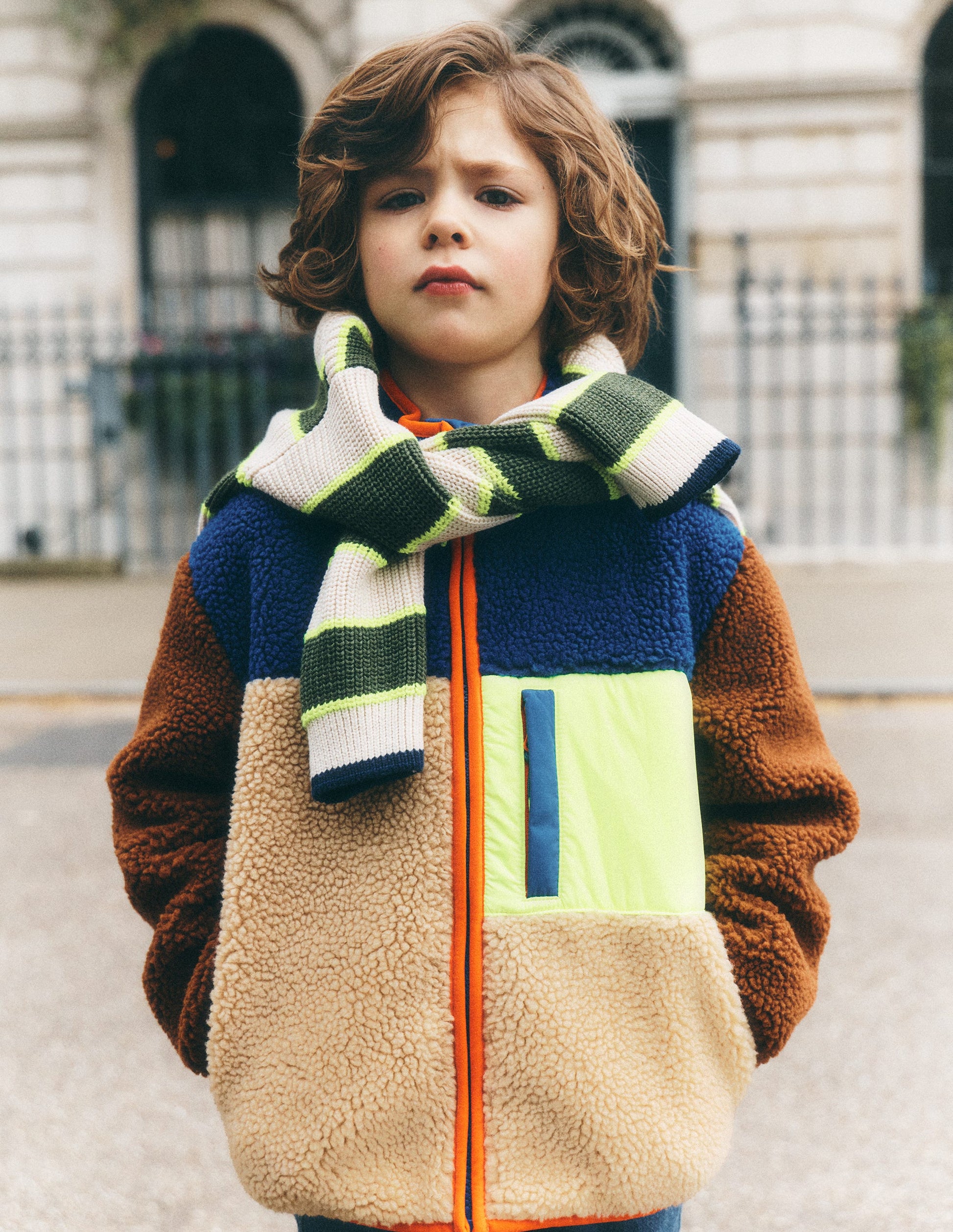 Kuschelige Teddyfell-Jacke mit Color Blocking-Teddyfell Gelb Blockfarben-6