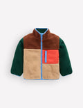 Kuschelige Teddyfell-Jacke mit Color Blocking-Teddyfell Blockfarben