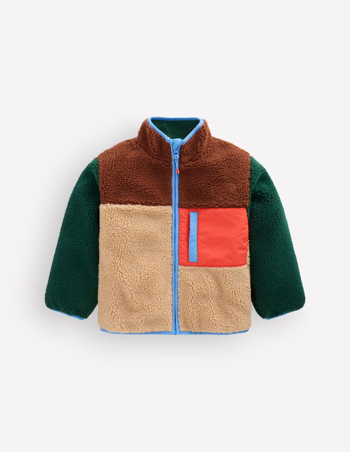 Kuschelige Teddyfell-Jacke mit Color Blocking-Teddyfell Blockfarben-1