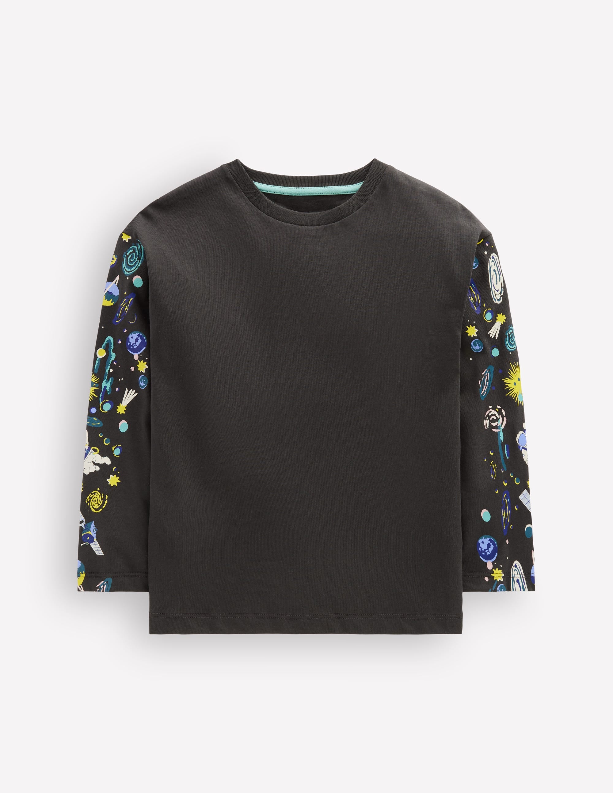 Langarmshirt mit im Dunkeln leuchtender Grafik vorn und hinten-Schattengrau Weltall - Image 1