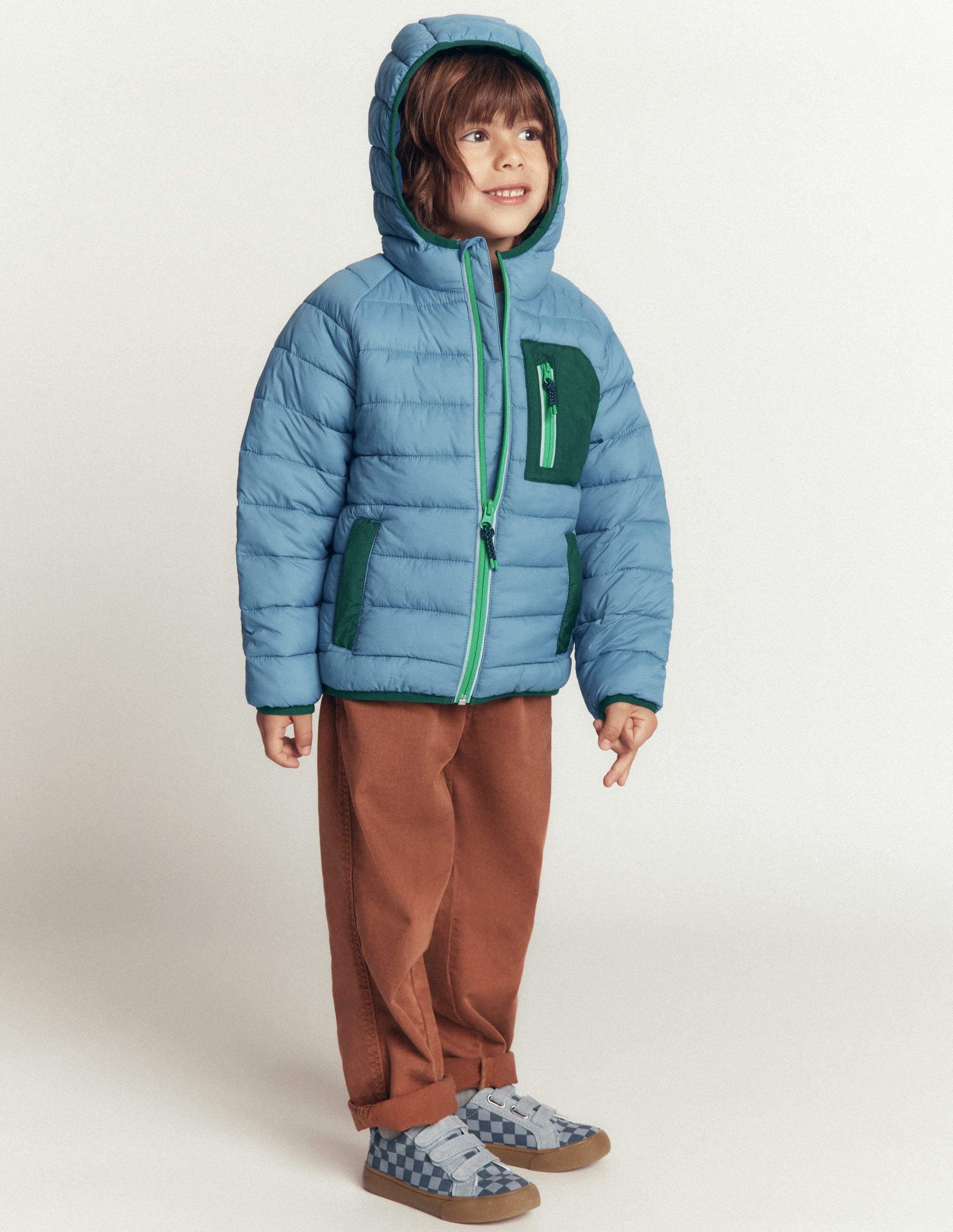 Bequem verstaubare, wattierte Jacke-Blau Aura - Image 1