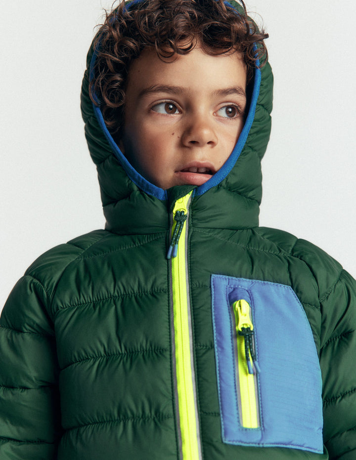Bequem verstaubare, wattierte Jacke-Kleiner Blumenstrauß