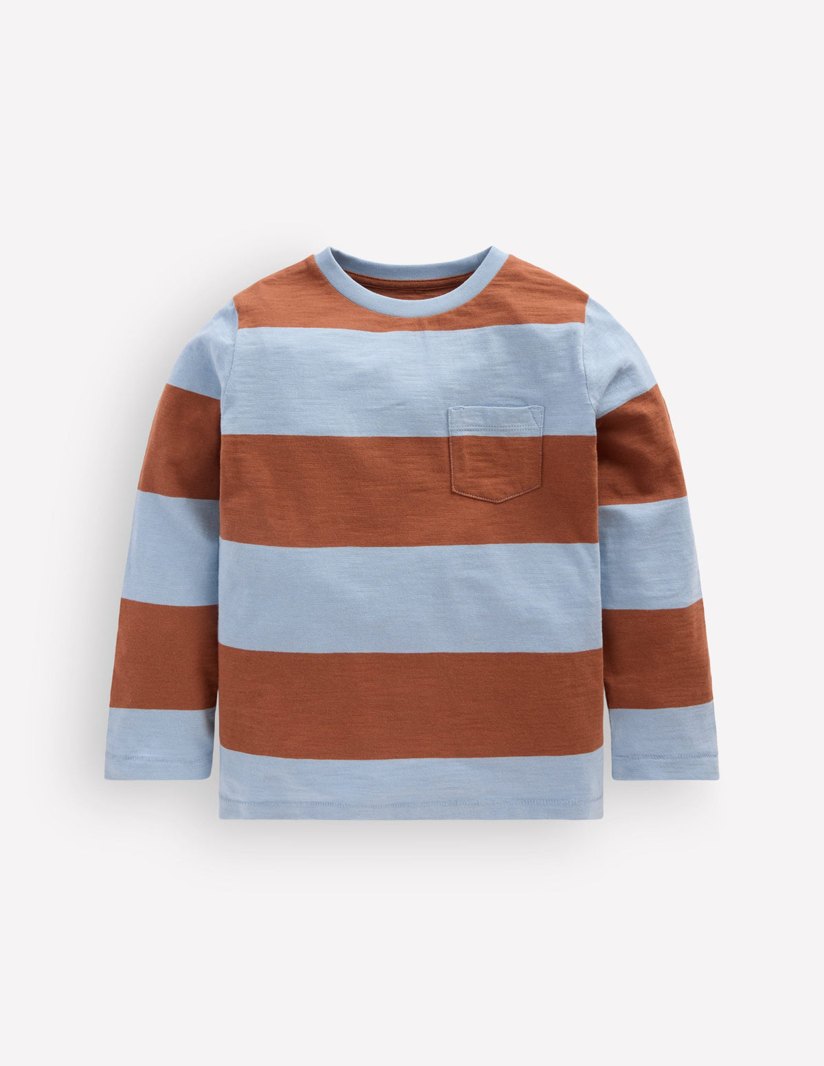T-shirt pour tous les jours à manches longues-Bleu glacier/brun roux-1