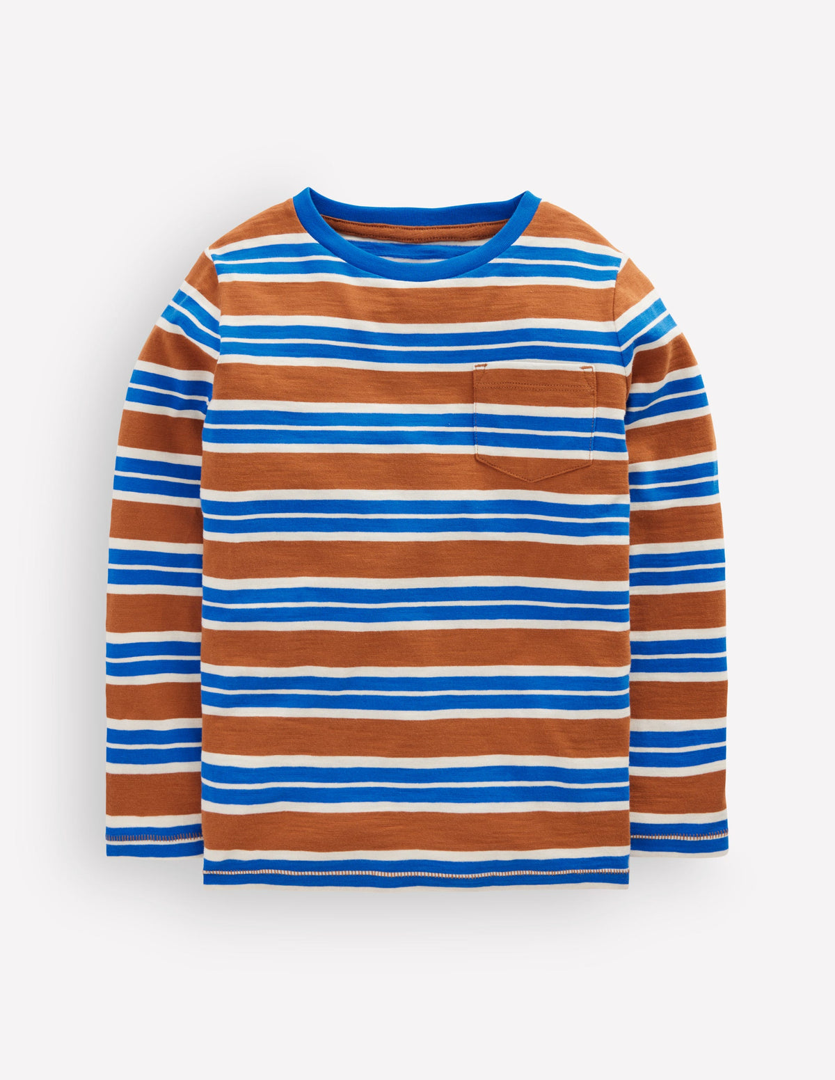 Everyday Long Sleeve T-Shirt-Brown / Gallery Blue-2