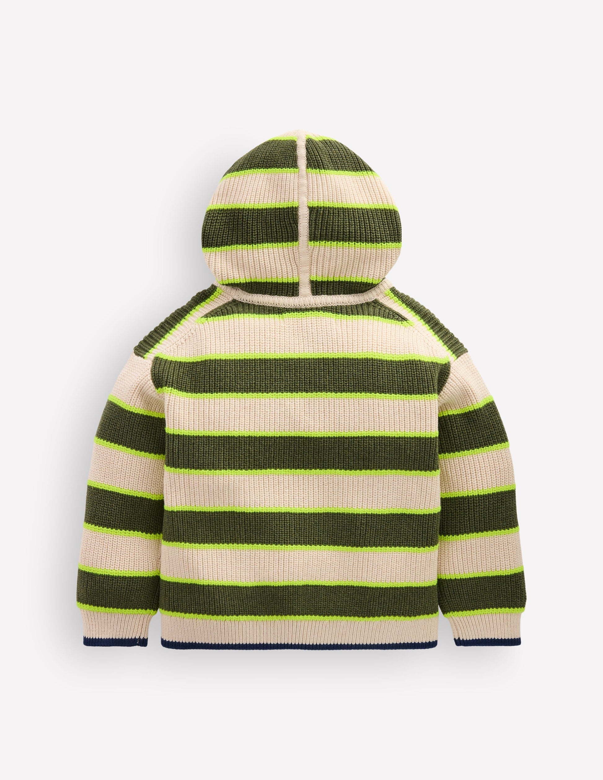 Sweat à capuche en coton épais-Rayé avoine/vert-5