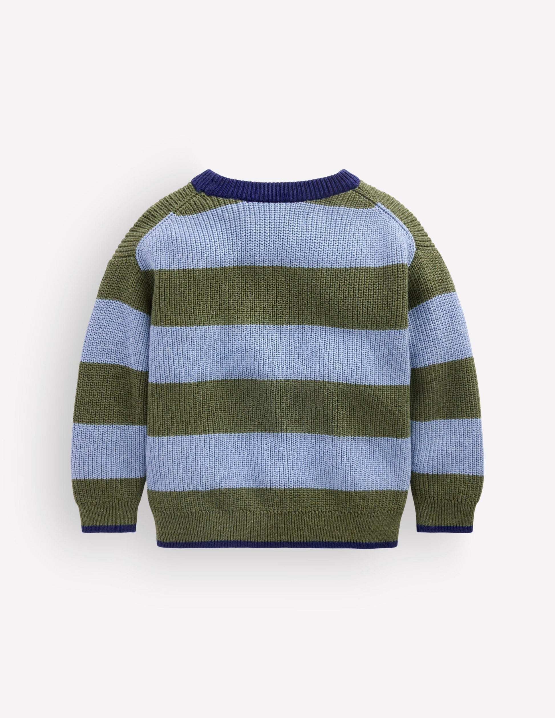 Grob gestrickter Baumwollpullover-Blauhäher Streifen-2