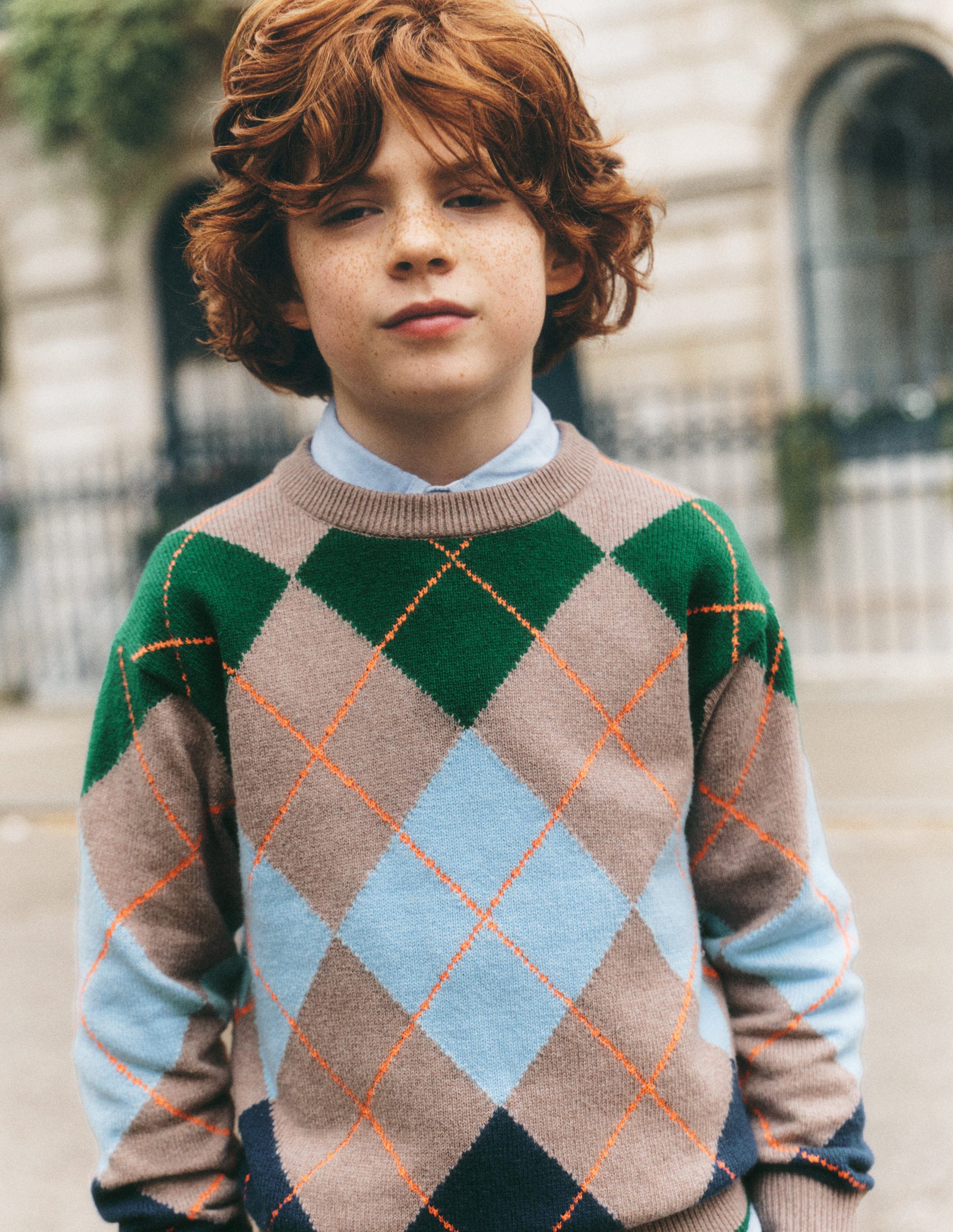 Argyle-Pullover-Steingrau Meliert-4