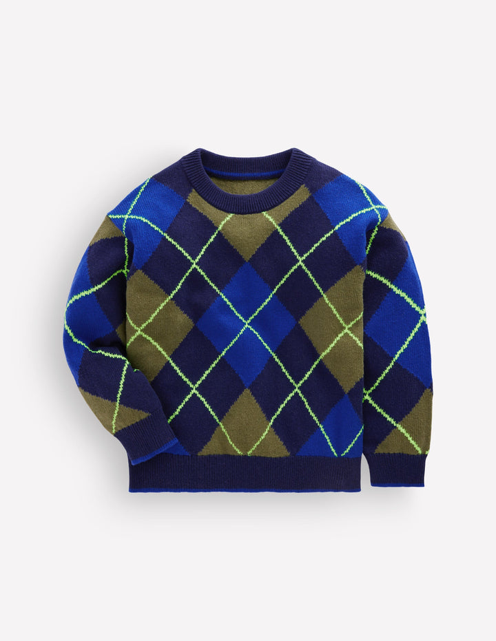 Pull à motif argyle-Bleu marine universitaire