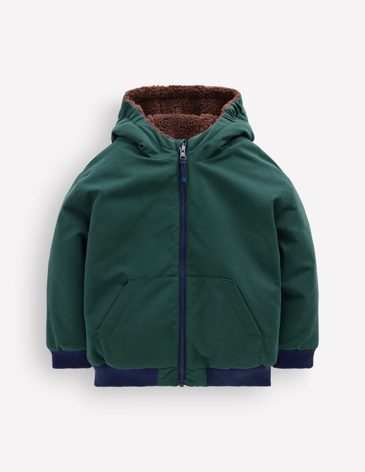 Wendbare Teddyfell-Bomberjacke-Malachitgrün/Umbra - Image 5