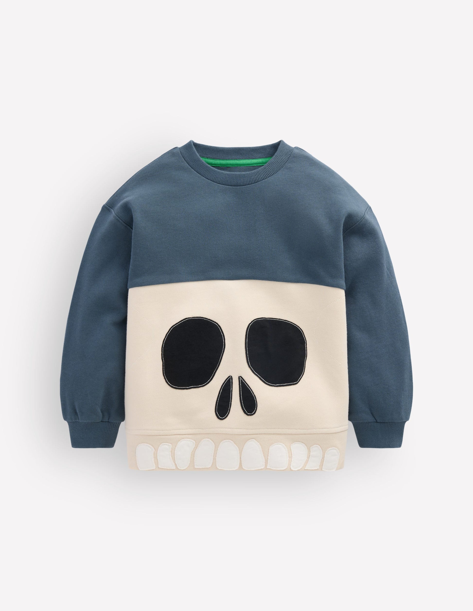 Im Dunkeln leuchtendes Halloween-Sweatshirt-Schuluniform-Marineblau Totenkopf-3