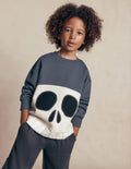 Im Dunkeln leuchtendes Halloween-Sweatshirt-Schuluniform-Marineblau Totenkopf