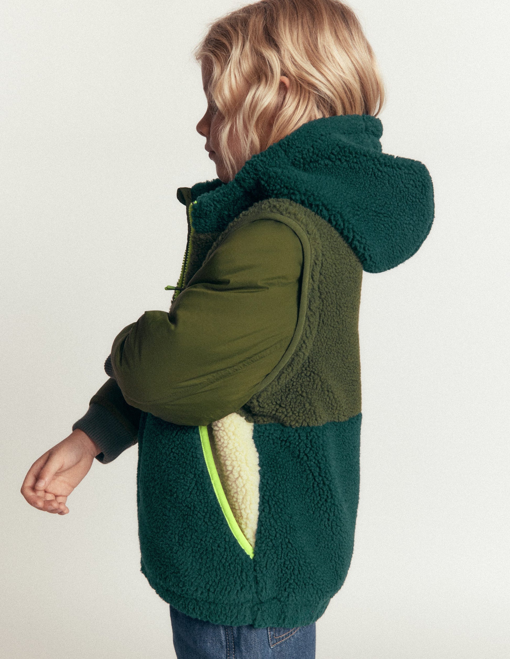2-in-1 Borg Mix Panel Jacket-Khaki-2
