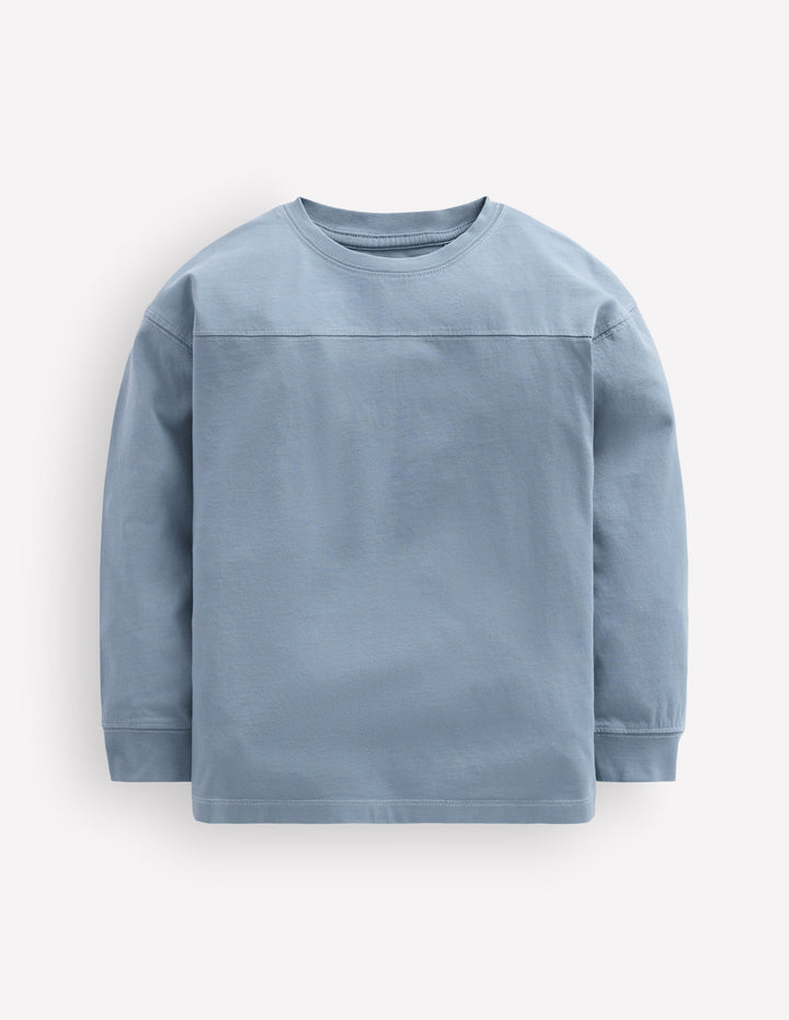 Lockeres Langarmshirt mit Ziernähten-Französisches Blau