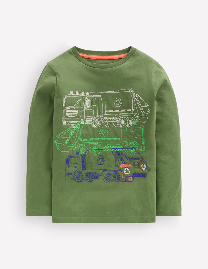 Langarmshirt mit Superstitch-Stapel-Design-DILL RECYCLING-LKWS