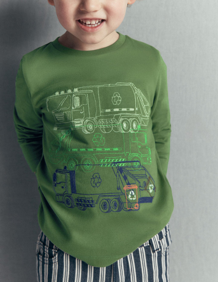 T-shirt à piles de super surpiqûres-CAMIONS DE RECYCLAGE ANETH