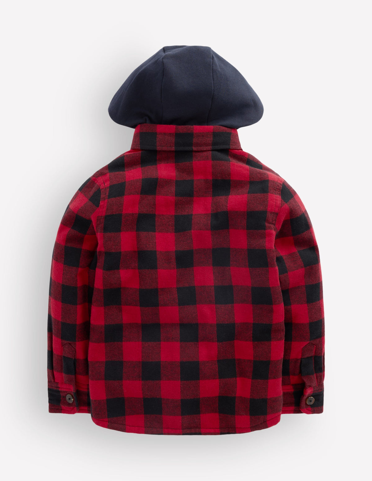Borg Lined Hooded Shirt-Red/Blue Gingham - Image 2